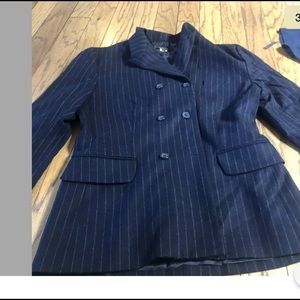 JCrew double breasted blue strip blazer